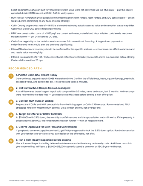 Report page — recommended path